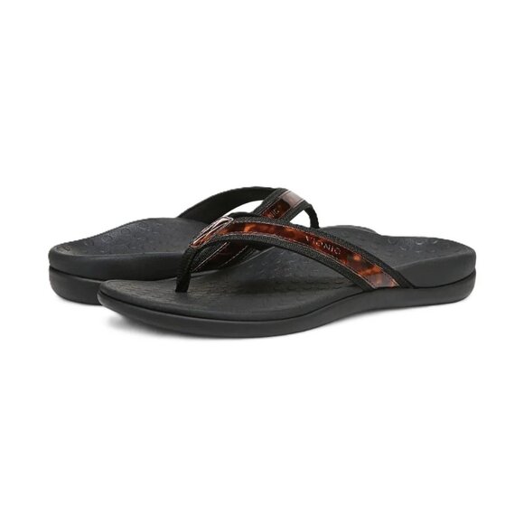 Vionic   Women's   Tide   II   Toe   Post   Black   /   Tortoise   Sandals - Picture 2 of 6